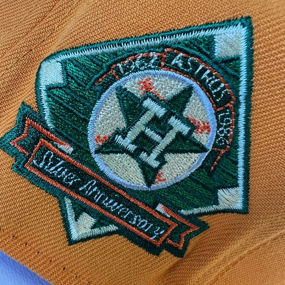 Houston Astros New Era X Premium Silver Anniv. Mango MLB Fitted Hat Size:7 1/8 - Picture 8 of 8